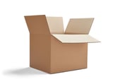 close up of a cardboard box on white background